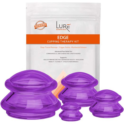 Lure Cupping Therapy Sets - Professional Silicone Cupping Set (Flex) for Muscle and Joint Pain Relief, Cellulite and More (Purple, 4)