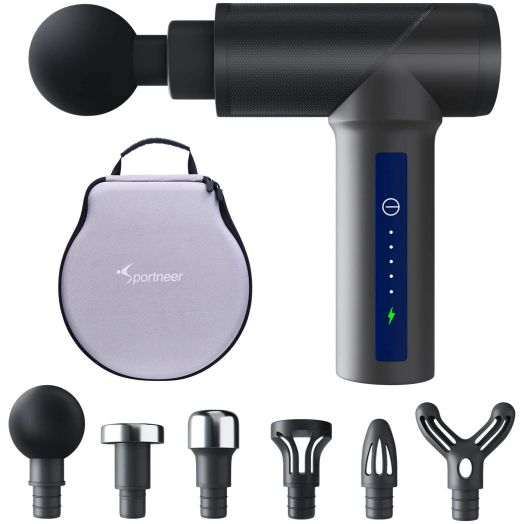Percussion Massage Gun, Sportneer Deep Tissue Muscle Massager for Athletes,Deep Relaxation,Sore Muscle Pain Relief and Recovery, Handheld Electric Body Massager Sports Drill Quiet Brushless Motor