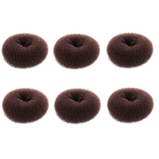 Extra Small Hair Bun Maker for Kids, 6 PCS Chignon Hair Donut Sock Bun Form for Girls, Mini Hair Doughnut Shaper for Short and Thin Hair (Small Size 2.4 Inch, Dark Brown)