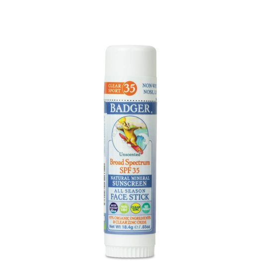 Badger - SPF 35 Clear Zinc Sport Sunscreen Stick - Unscented - Broad Spectrum Water Resistant Reef Safe Sunscreen, Natural Mineral Sunscreen with Organic Ingredients .65 oz