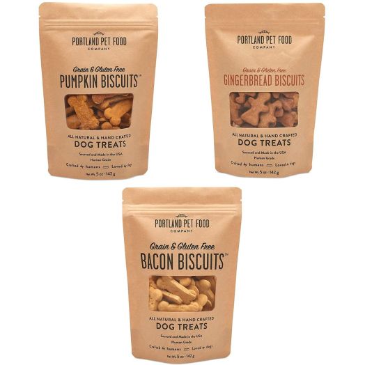 Portland Pet Food Company All-Natural Dog Treat Biscuits  Handcrafted Grain-Free, Gluten-Free, USA Sourced Baked and Made, Human-Grade , All Natural Limited Ingredients, 5 Ounces, Various Flavours
