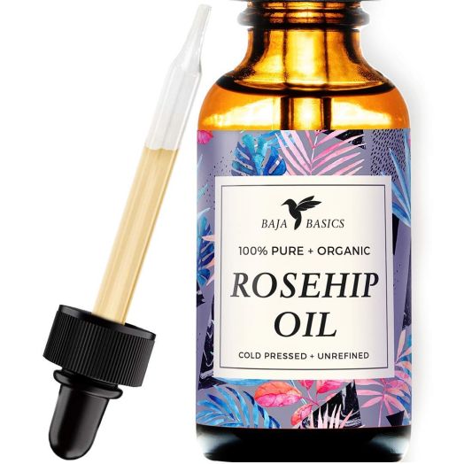 Rosehip Seed Oil by Baja Basics 100% Pure, Cold Pressed, All Natural, Toxin Free, Anti Aging, Ultra Hydrating, Balancing Moisturizer for Dry or Mature Skin, Face, Body, Hair and Nails 1oz