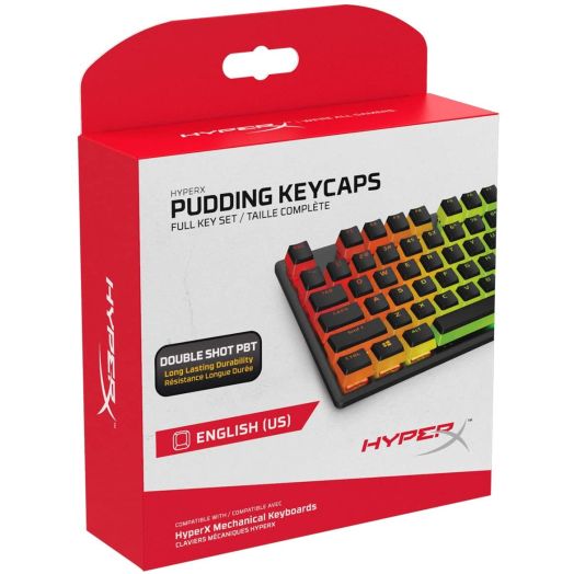 HyperX Pudding Keycaps - Double Shot PBT Keycap Set with Translucent Layer, for Mechanical Keyboards, Full 104 Key Set, OEM Profile, English (US) Layout - Black
