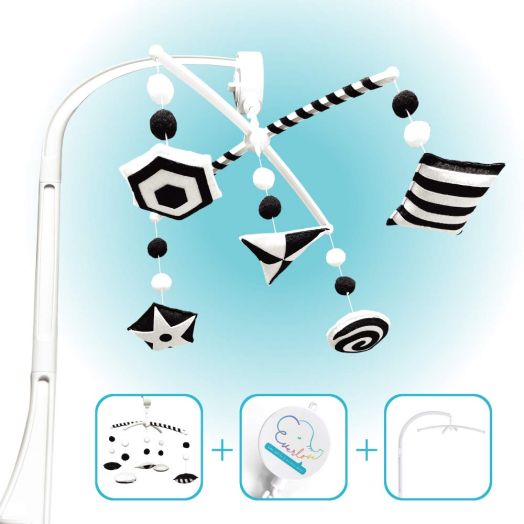 Montessori Mobile Baby Crib With Rotate Musical Box - Black And White Mobile Crib Toys Hanging Give Visual Stimulation To Engage Your Newborn - Baby Crib Mobile For Boys and Girls - Baby Mobile For Crib