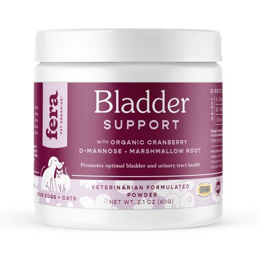 FERA PET ORGANICS Bladder Support for Dogs and Cats - Urinary Tract and Kidney Health, UTI - Powder Supplement - Organic Cranberry, D-Mannose, Marshmallow Root, Astragalus Root, Stinging Nettle Root