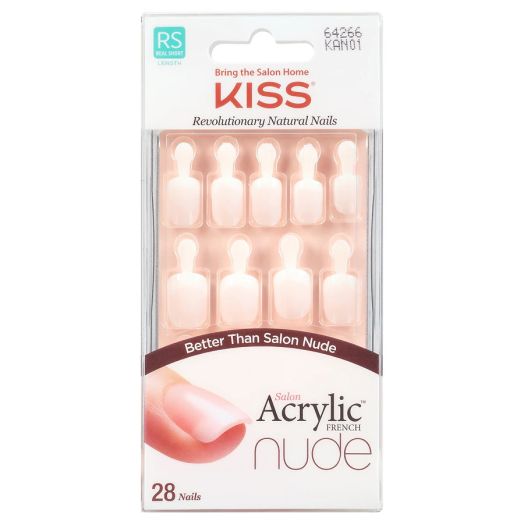 Kiss Salon Acrylic Nude French Nails Nude, Real Short Length