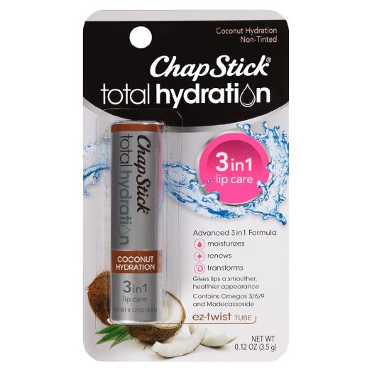 ChapStick Total Hydration Flavored Lip Balm Tube,  3 in 1 Lip Care