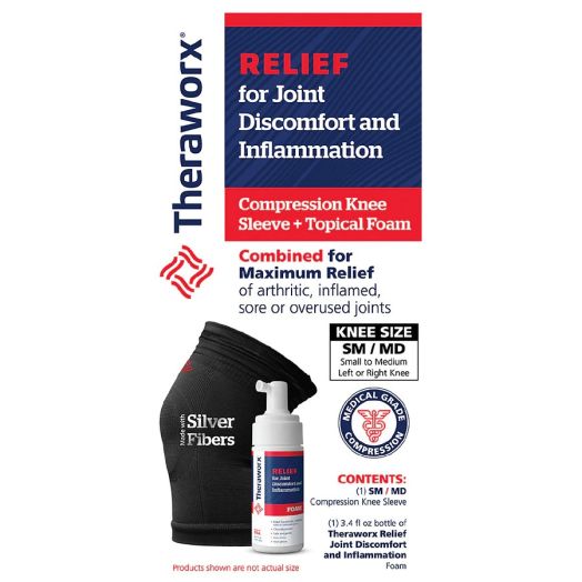 Theraworx Joint Inflammation & Discomfort Compression Knee Sleeve & Topical Foam