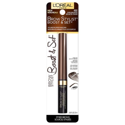 L'Oreal Paris Brow Stylist Boost & Set Brow Mascara, 490 Dark Brunette