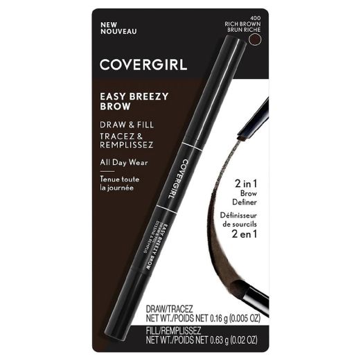 CoverGirl Easy Breezy Draw & Fill Eyebrow Pencil, Rich Brown