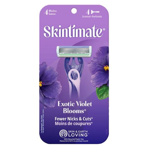 Skintimate Exotic Violet Blooms 4-Blade Women's Disposable Razors
