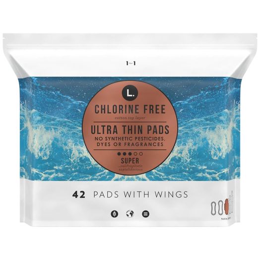 L. Chlorine Free Ultra Thin Pads Super Absorbency, Organic Cotton