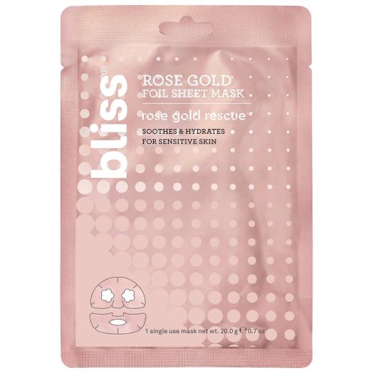Bliss Rose Gold Rescue Foil Sheet Mask For Sensitive Skin Fragrance-Free