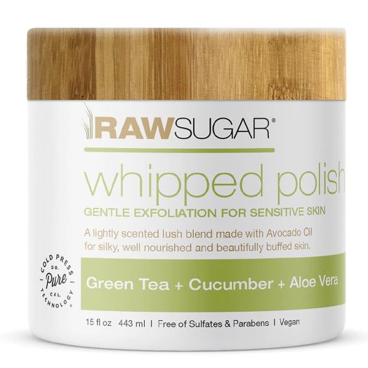 Raw Sugar Sensitive Skin Whipped Body Polish - Green Tea + Cucumber + Aloe Vera