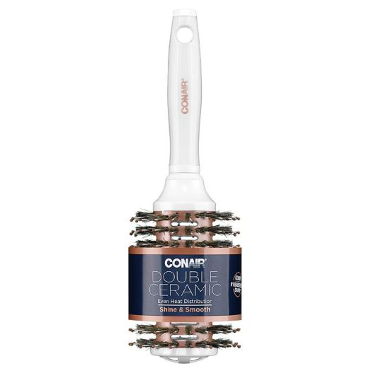 Conair Double Ceramic Porcupine Round Hairbrush White and Rose Gold