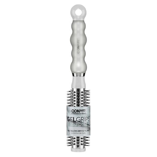 Conair Gel Grip Small Metal Round Hairbrush Light Pink/Navy/Gray