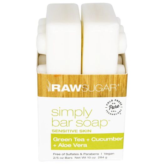 Raw Sugar Sensitive Skin Bar Soap - Green Tea + Cucumber + Aloe Vera Green Tea