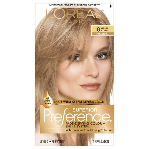 L'Oreal Paris Superior Preference Fade-Defying Shine Permanent Hair Color, 8 Medium Blonde