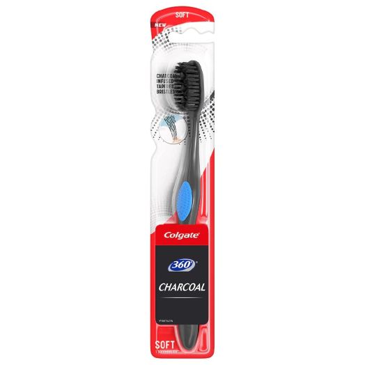 Colgate 360 Charcoal Toothbrush Slimmer Tip Soft Bristles