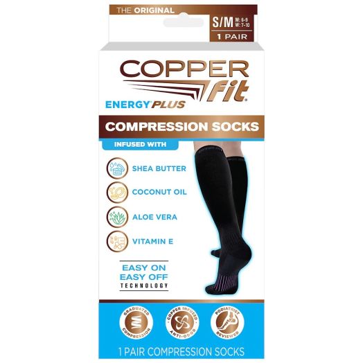 Copper Fit Compression Hydrating Socks Small/Medium Black