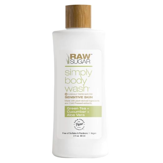 Raw Sugar Sensitive Skin Mini Body Wash - Green Tea + Cucumber + Aloe Vera