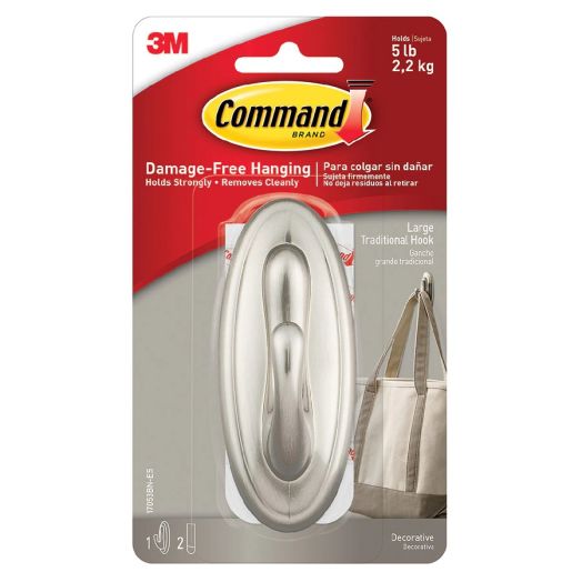 Command Traditional Hook Large Brushed Nickel