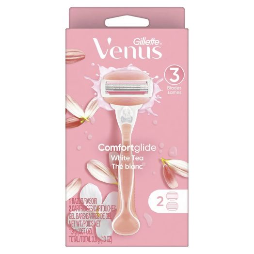 Gillette Venus White Tea Women's Razor Handle + 2 Blade Refills White Tea