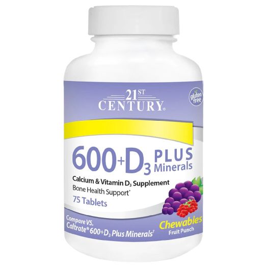 21st Century 600 + D3 Plus Minerals Chewable Tablets