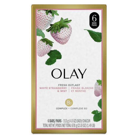 Olay Fresh Outlast Beauty Bars White Strawberry & Mint, 6 bars, 4oz each