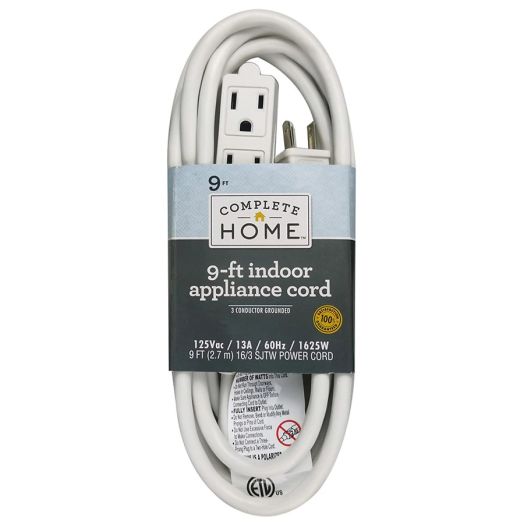 Complete Home Appliance Cord 9 ft White