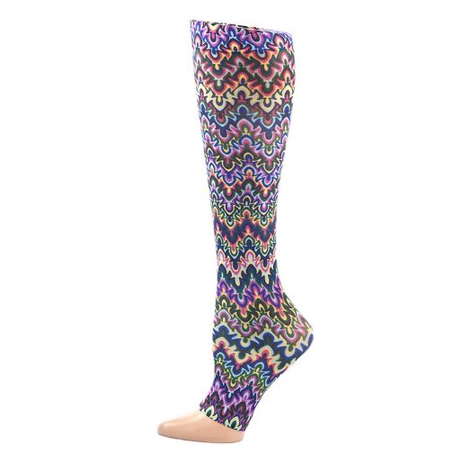 Celeste Stein 15-20mmHg Open Toe Fleur Missoni Therapeutic Compression Socks Blue