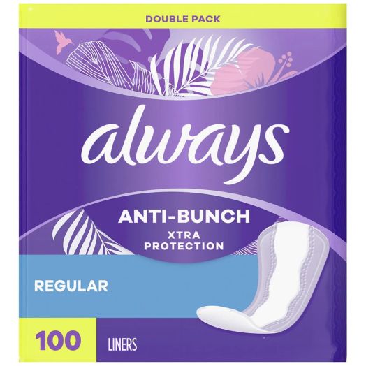 Always Anti-Bunch Xtra Protection Daily Liners Regular Unscented Unscented, Regular
