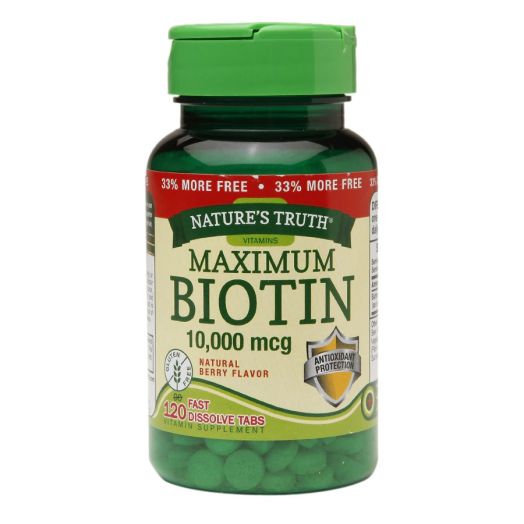 Nature's Truth Maximum Biotin 10,000mcg, Fast Dissolve Tabs Berry