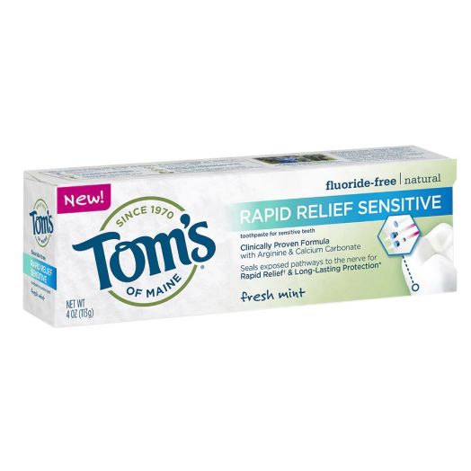 Tom's of Maine Rapid Relief Sensitive Fluoride-Free Natural Toothpaste Fresh Mint
