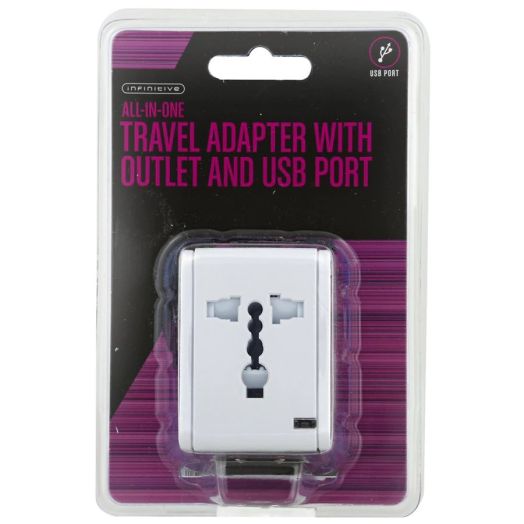 Infinitive All-In-One Travel Adapter With Outlet And USB Port