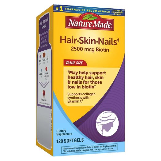 Nature Made Hair Skin & Nails with 2500 mcg of Biotin Softgels Value Size N/A, 1 Softgel