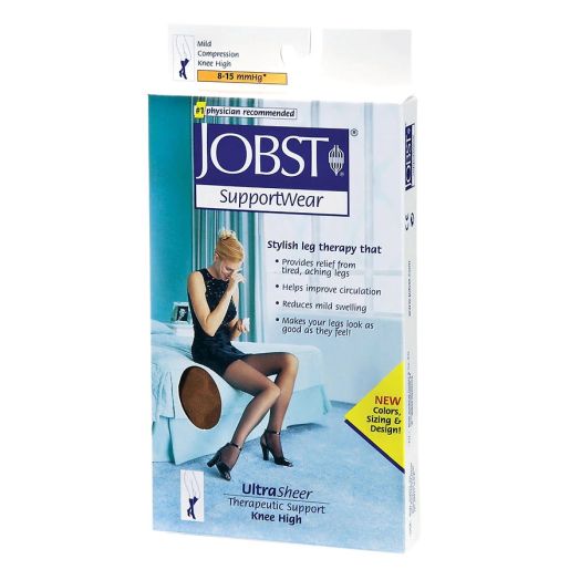 Jobst SupportWear Ultra Sheer Women's UltraSheer Knee High Hosiery (Mild) 8-15 mm Silky Beige, Silky Beige