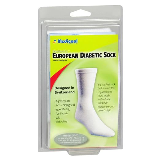 Medicool European Diabetic Comfort Sock, White