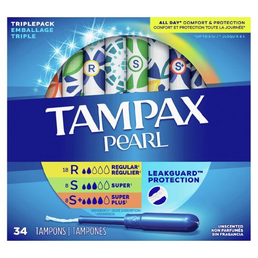Tampax Tampons Trio Pack, Regular/Super/Super Plus Absorbency Unscented, Regular/Super/Super Plus