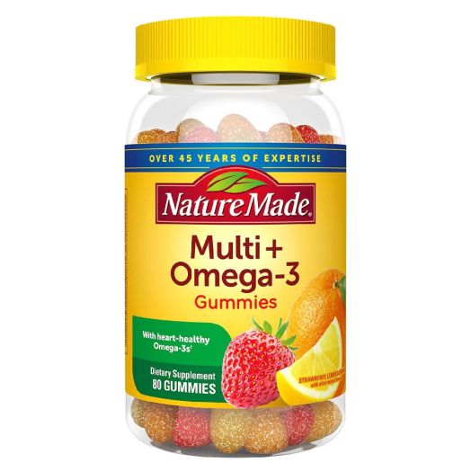 Nature Made Multivitamin + Omega-3 Gummies Strawberry, Lemon & Orange