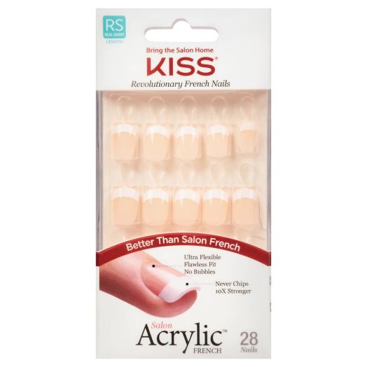 Kiss Salon Acrylic French Nail Kit Real Short Length, Power Play