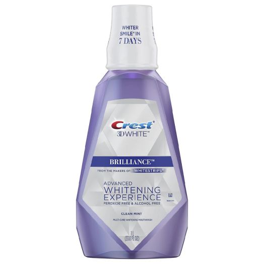 Crest 3D White Brilliance Alcohol Free Whitening Mouthwash Clean Mint