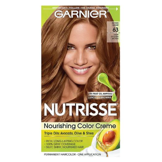Garnier Nutrisse Nourishing Hair Color Creme, 63 Light Golden Brown (Brown Sugar)