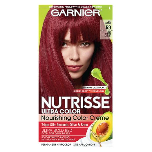 Garnier Nutrisse Ultra Color Nourishing Hair Color Creme, R3 Light Intense Auburn