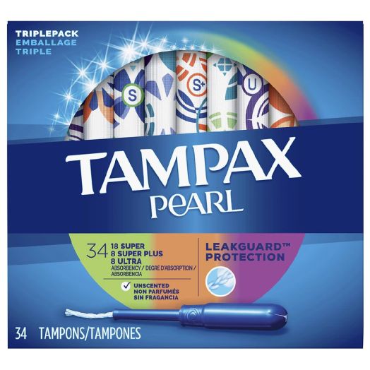 Tampax Pearl Plastic Tampons, Triple Pack, Unscented