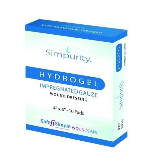 Safe N Simple Simpurity HydroGel Impregnated Gauze Wound Dressing, 4 X 5 Inch