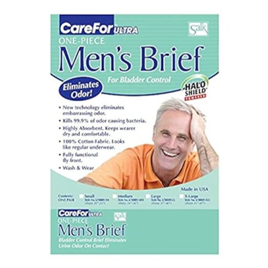 Salk CareFor Ultra Men's Briefs with HaloShield Odor Control, Small 30-33 Inch Waist