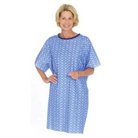 Salk TieBack Traditional Hospital Style Patient Gown, Men's Blue Plaid