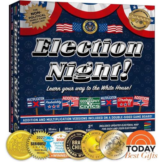 Election Night! - Learn Your Way To The White House, Non-Political Family Game, Learn Math-Geography-Civics, Ages 8+