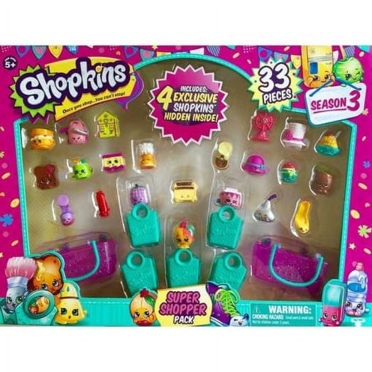 Shopkins Season 3 Super Shopper Pack, Includes 4 Exclusive Shopkins Hidden Inside - Characters May Vary (33 Pieces)